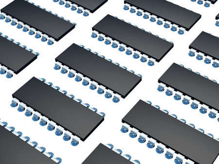Computer microcircuit. It is isolated on a white backgroundの写真素材