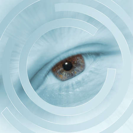 Eye of the man. High detailed elaboration of an iris of the eye of a human eyeの写真素材
