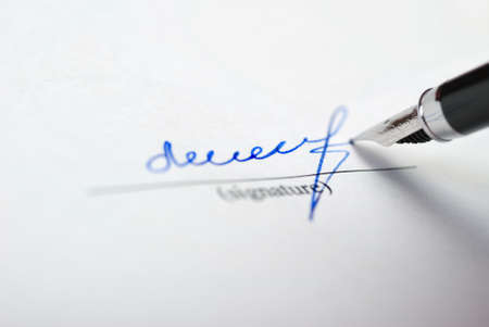 The signature. Acknowledgement of the document by means of the unique signature by means of penの写真素材