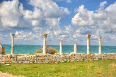 The ancient city is located on the shore of the Black Sea at the outskirts of Sevastopol on the Crimean peninsula of Ukraineの写真素材