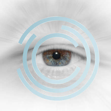 Eye of the man. High detailed elaboration of an iris of the eye of a human eyeの写真素材