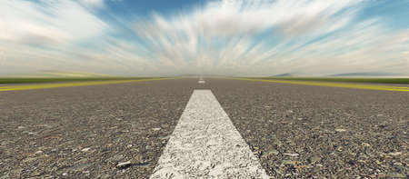 Asphalt road. A transport highway with the blue sky. A transport highway with the blue sky