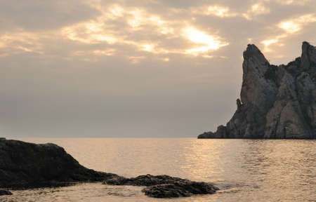 The night sea. The sea photographed at a dawn with long endurance. Crimea, Ukraineの写真素材