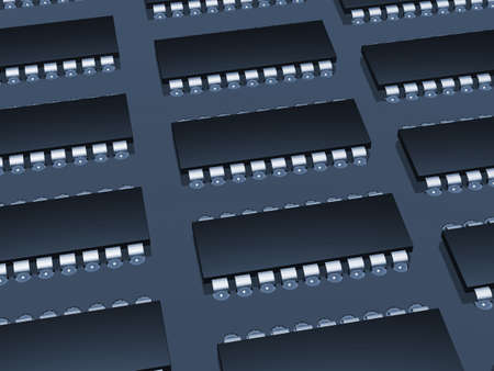 Computer microcircuit. It is isolated on a white background