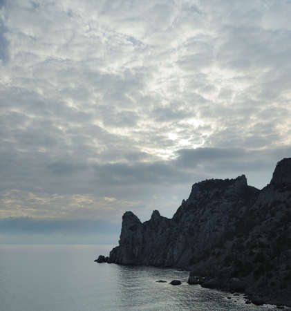 The night sea. The sea photographed at a dawn with long endurance. Crimea, Ukraineの写真素材