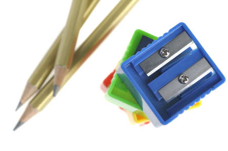 pencil and sharpener . It is isolated on a white background