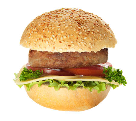 Hamburger. Fast food it is isolated on a white backgroundの写真素材