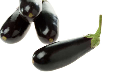 eggplant. A plant of family nightshadeñ oblong fruits of violet colorの写真素材