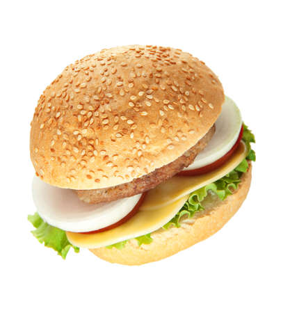 Hamburger. Fast food it is isolated on a white backgroundの写真素材