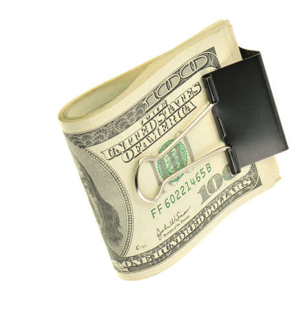 pack dollars. Monetary unit of the USA, it is isolated on a white backgroundの写真素材