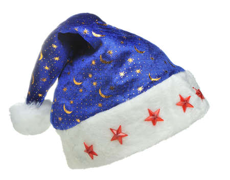 Hat Santa with ornament night sky. It is isolated on a white backgroundの写真素材