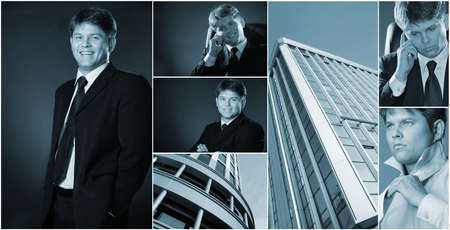 Conceptual image-grid of business photos. Llife businessmanの写真素材