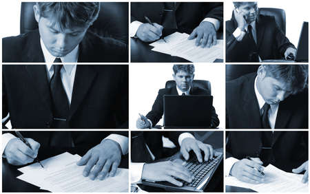 Conceptual image-grid of business photos. Office life.の写真素材