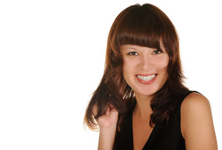 The beautiful girl on a white background. The Asian nationalityの写真素材