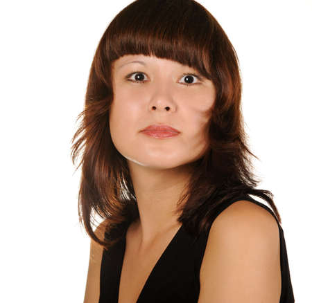 The beautiful girl on a white background. The Asian nationalityの写真素材