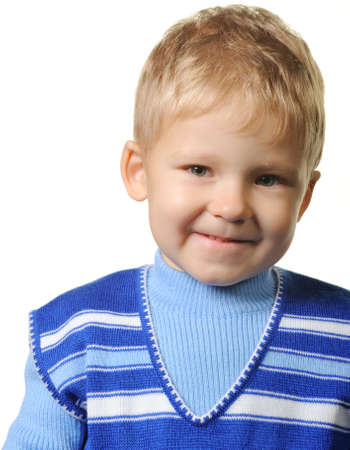 Portrait of the little boy. Age 3 years. It is isolated on a white backgroundの写真素材