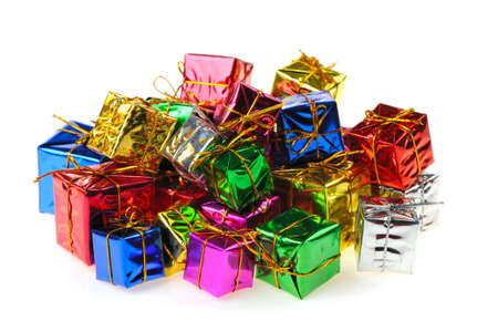 Set of gifts in boxes. Bright brilliant surfacesの写真素材