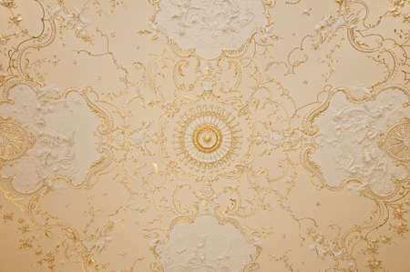 Ceiling with a gold ornament. An interior of opera theatre. Odessa, Ukraineの写真素材