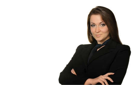 The woman the chief. A portrait of the young girl in a business suit.
