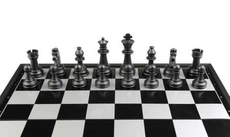 Chess. Desktop logic game. Black figureの写真素材