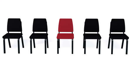 Chairs it is isolated on a white background. One red. 3Dの写真素材
