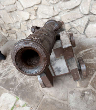 Ancient cannon for protection old castle. Lvov, Ukraineの写真素材