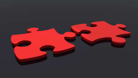 Puzzles red color. It is isolated on a black backgroundの写真素材