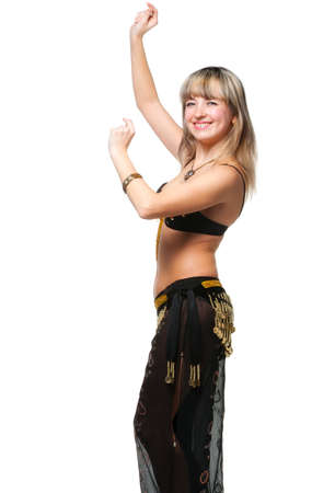 The woman in east dancing suit. Isolated on white backgroundの写真素材