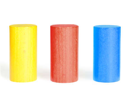 Wooden colour cylinders. It is isolated on a white backgroundの写真素材