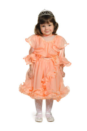 Pretty the little girl full body portrait. It is isolated on a white backgroundの写真素材