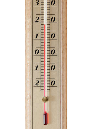 The room thermometer closeup. It is isolated on a white background
