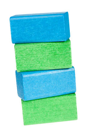 Colour wooden cubes. It is isolated on a white backgroundの写真素材