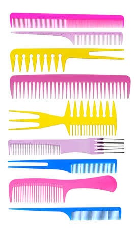 Set multi-coloured transparent combs. It is isolated on a white background
