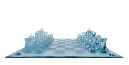 Glass chess. Blue toned. It is isolated on a white background.の写真素材