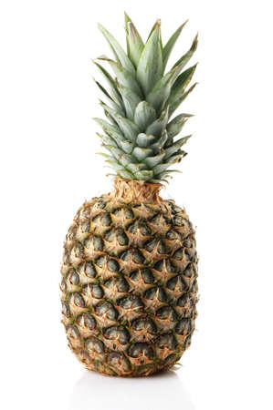 Pineapple. A detailed photo of exotic fruit. It is isolated on a white backgroundの写真素材