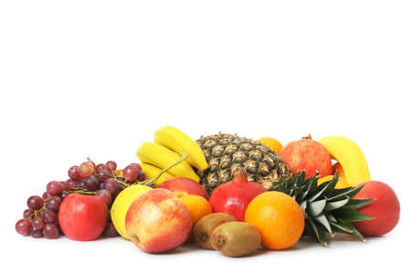 Set of exotic fruit. A detailed photo on a white backgroundの写真素材