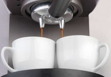 Coffee machine espresso. Process of preparation of coffee. A close upの写真素材