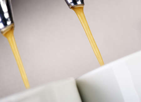 Coffee machine espresso. Process of preparation of coffee. A close upの写真素材