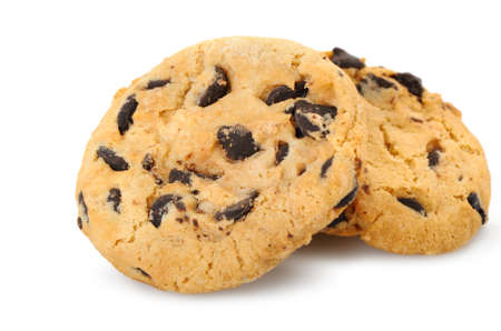 chocolate chip cookies isolated on a white background. Photo closeupの写真素材
