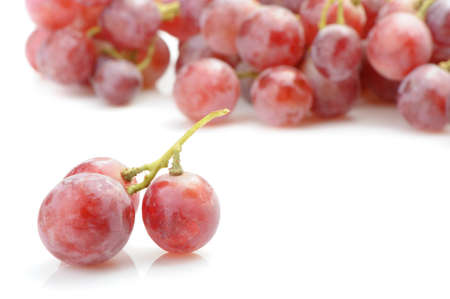 Grapes red. Grapes berries in the foreground. It is isolated on a white backgroundの写真素材