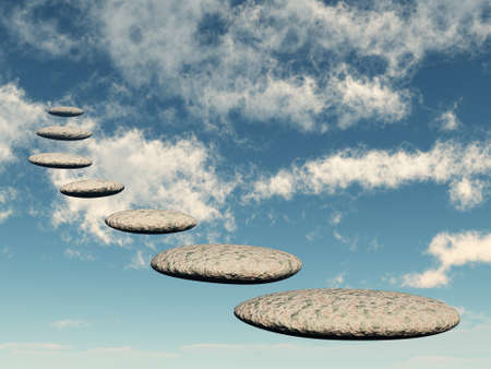 Path form stone to sky. Concept path to gloryの写真素材