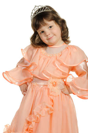 The lovely little girl close up. It is isolated on a white backgroundの写真素材
