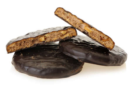 chocolate chip cookies isolated on a white background. Photo closeupの写真素材