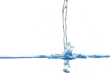 Splashes and water waves. Blue color on white isolatedの写真素材