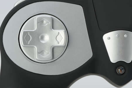 Photo gamepad. Closeup. Grey and black colorの写真素材