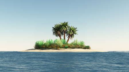 Island with palm trees. Clear the sky. 3d renderingの写真素材