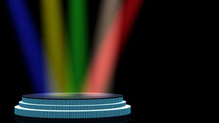 Stage. A round stage with colour illumination from aboveの写真素材
