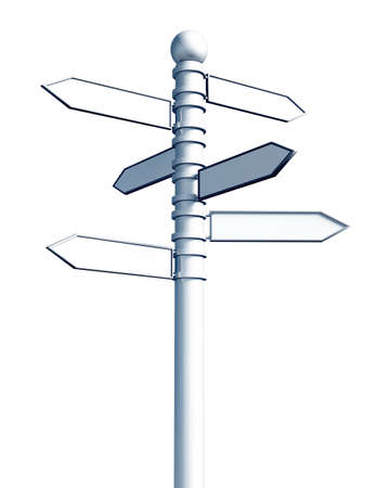 Guide sign. A signpost of directions. Isolated on whiteの写真素材