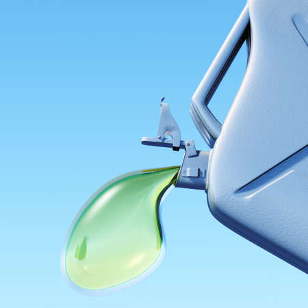Biofuel.The canister with a drop of gasoline . Concept of non-polluting fuelの写真素材