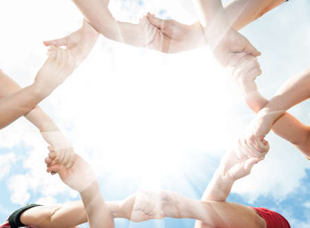 Crossed his hands in the shape of a circle in the sky Crossed his hands in the shape of a circle in the sky